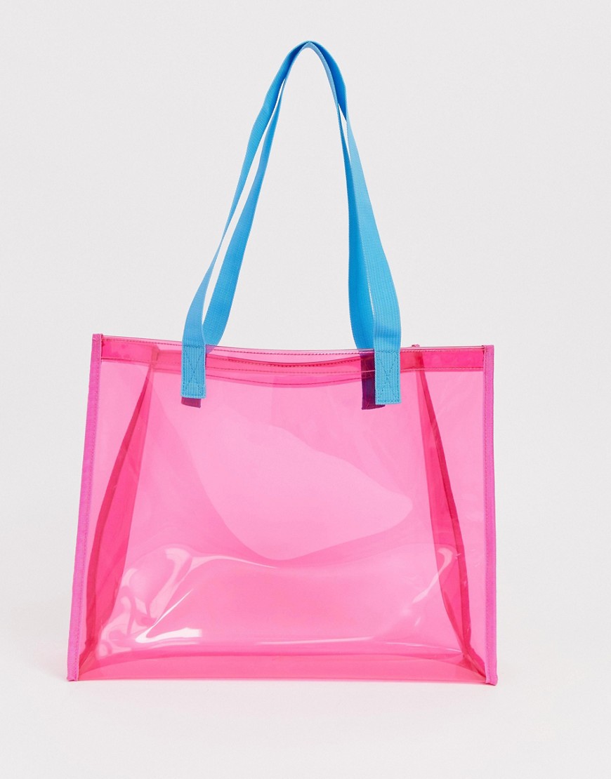 фото Пляжная пластиковая сумка-шоппер asos design-розовый