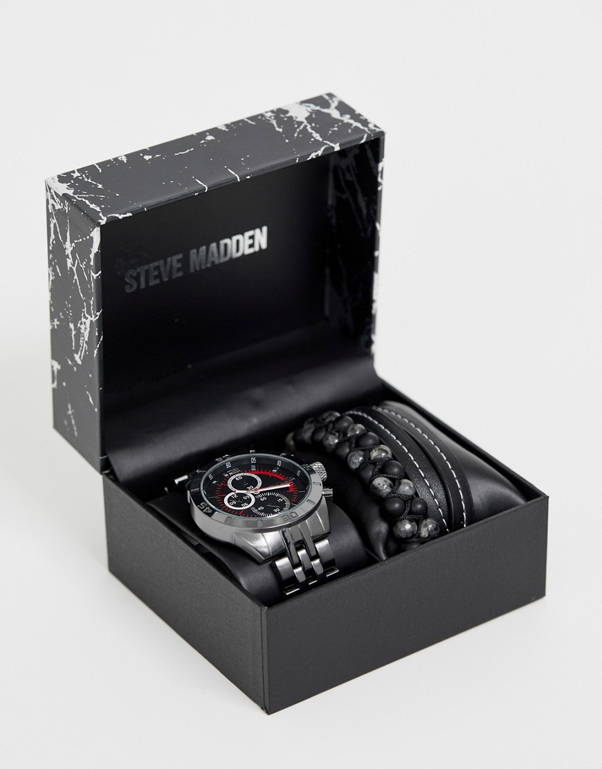 фото Подарочный набор для мужчин: часы и браслет steve madden-серебряный