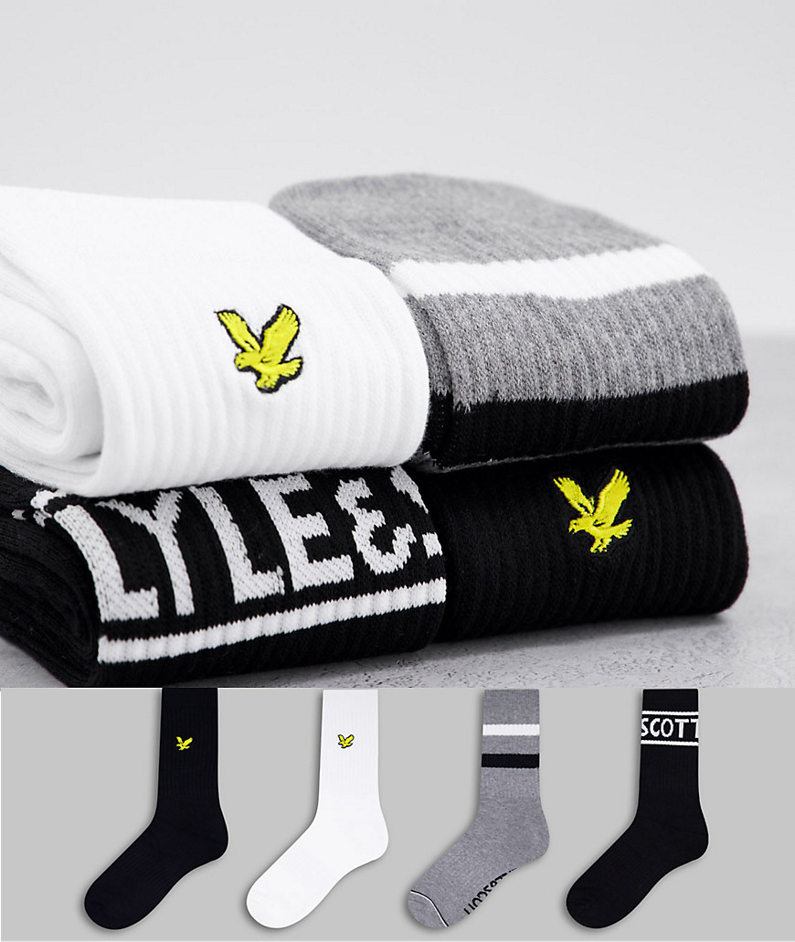 Подарочный набор из 4 пар носков темно-синего, серого, белого цвета с логотипом Lyle & Scott Bodywear Albert-Разноцветный