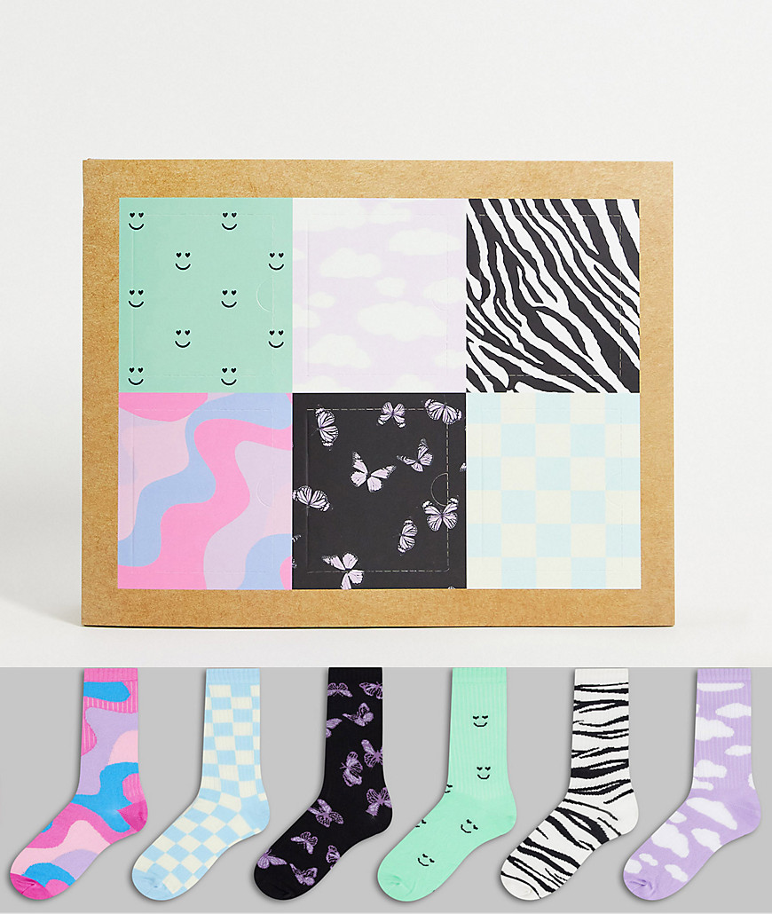 Подарочный набор из 6 пар носков ASOS DESIGN-Разноцветный