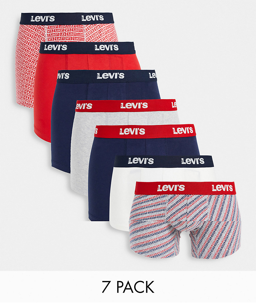 Подарочный набор из 7 боксеров-брифов разных цветов Levi's-Многоцветный