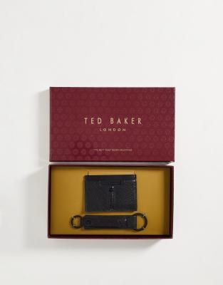 фото Подарочный набор из визитницы и брелока из черной кожи ted baker-черный цвет