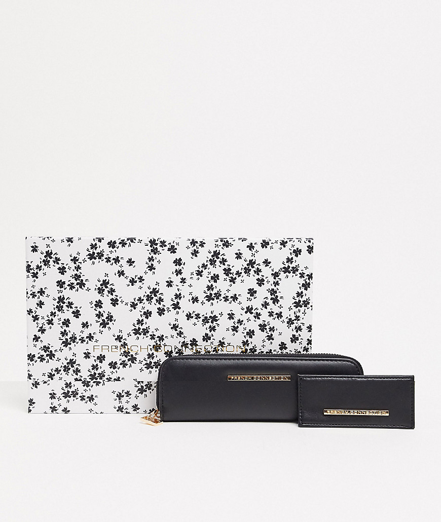 Подарочный набор с черным кошельком и бумажником для карт French Connection-Черный