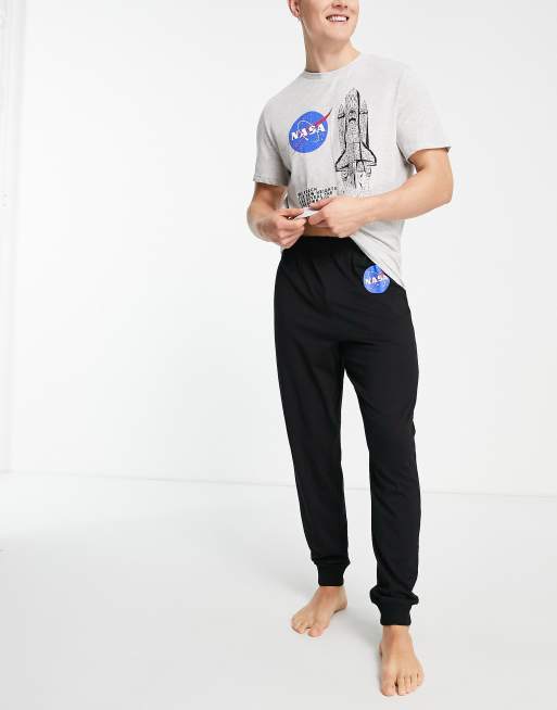 Poetic Brands Ensemble t shirt et pantalon confort avec motif fus e de la NASA Gris et noir