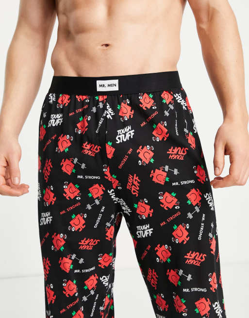 Poetic Brands – Mr. Strong – Lounge-Hosen in Schwarz/Rot mit durchgehendem Print, 4 von 4