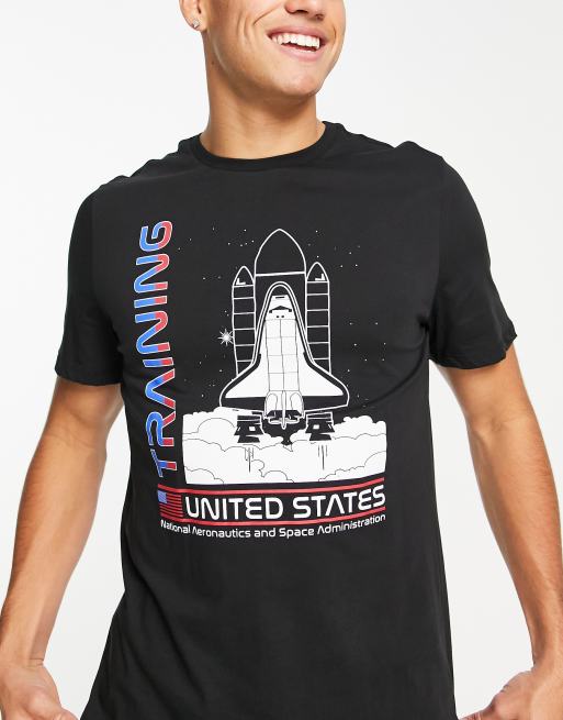Poetic Brands NASA Shuttle Training t-shirt and shorts pyjama set in black and grey, 2 of 4