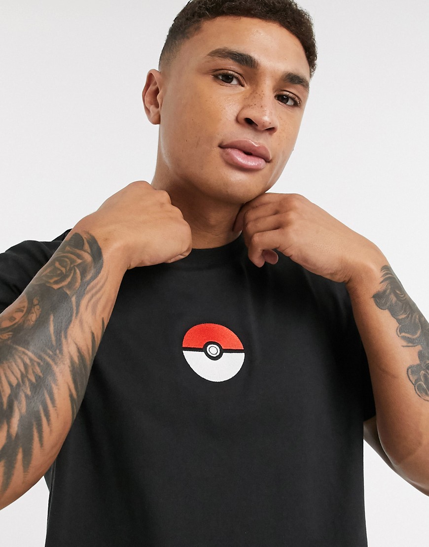Pokemon - Poke - T-shirt con palla ricamata-Nero