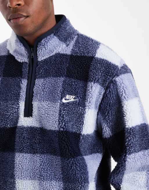 Polar a cuadros azules con media cremallera de Nike Club, 5 de 5