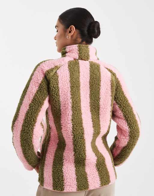 Polar a rayas rosas y verdes de estar por casa con cremallera corta de Threadbare, 4 de 4