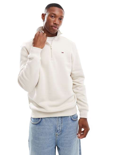 Polar blanco hueso con cuello alzado y cremallera corta de Tommy Jeans, 4 de 4