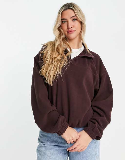 Polar burdeos extragrande con media cremallera de ASOS DESIGN