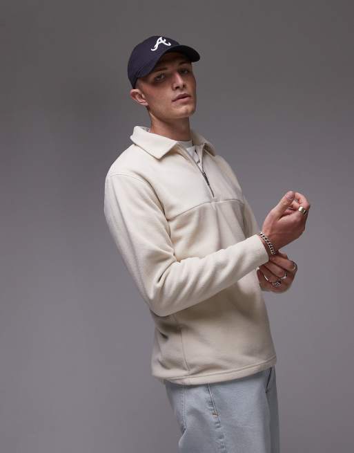 Polar color crema con media cremallera de borreguito de Selected Homme