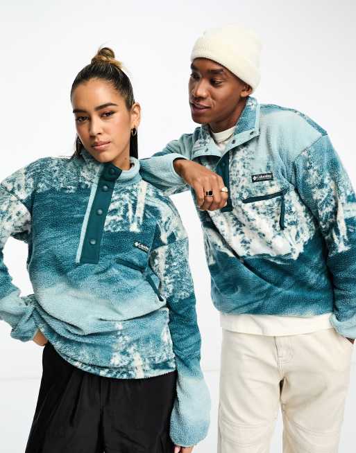 Polar con estampado de árbol invernal y media tapeta de botones de presión Helvetia de Columbia