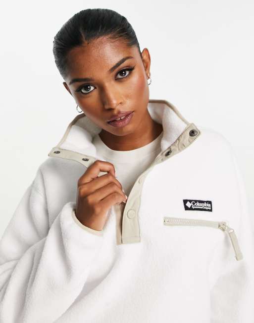 Polar corto blanco con media tapeta de botones de presión Helvetia exclusivo en ASOS de Columbia