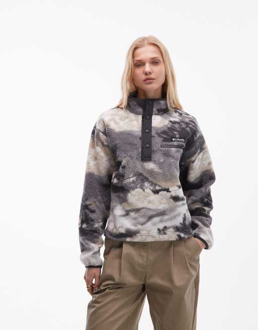 Polar corto gris multicolor con diseño estampado y media tapeta de botones de presión Helvetia II de Columbia