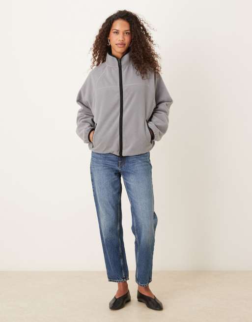Polar gris carbón con cremallera y ribetes negros de ASOS DESIGN, 4 de 4