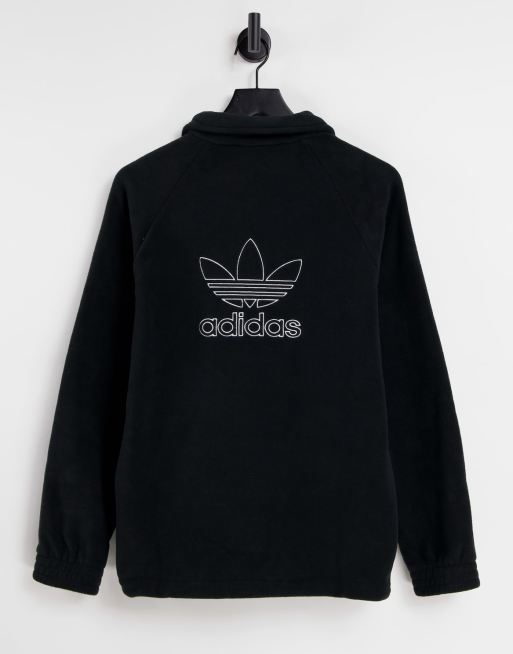 compañero Celo Privación Polar negro con cremallera corta y logo de trébol de adidas Originals | ASOS