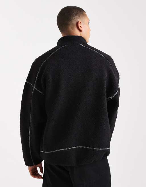Polar negro con cremallera, cuello alto y pespuntes en contraste de ONLY & SONS, 3 de 5