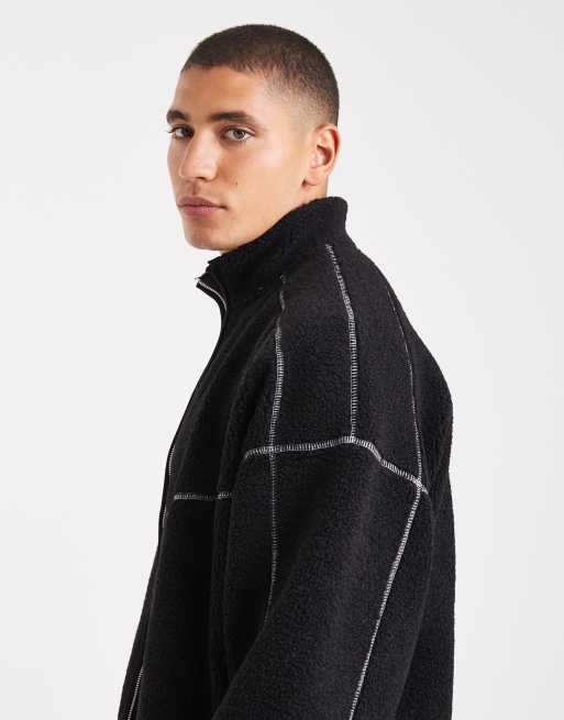 Polar negro con cremallera, cuello alto y pespuntes en contraste de ONLY & SONS, 4 de 5