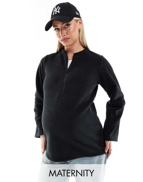 Polar negro con mangas anchas y cremallera delantera de Mamalicious Maternity - view 1