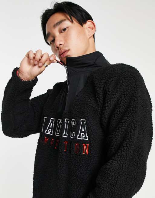 Polar negro con media cremallera de sherpa Batten de Nautica