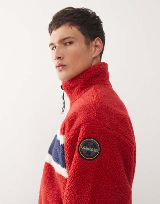 Polar rojo multicolor con diseño de bandera Fiemme de Napapijri, 4 de 5