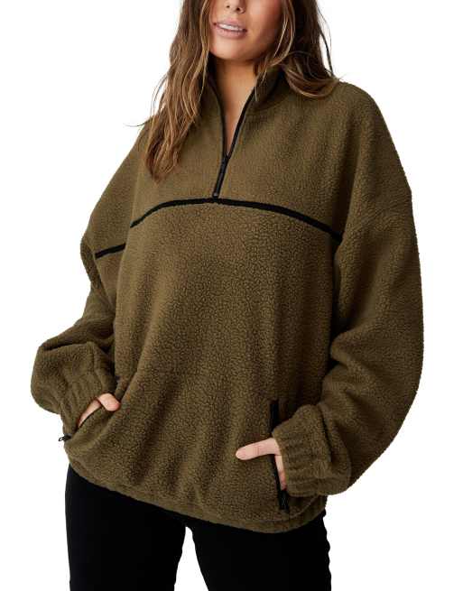 Polar verde oliva sin aberturas de felpa tipo peluche de Cotton:On