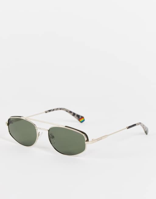 Polaroid – 6130/S – Czarno-złote okulary przeciwsłoneczne typu aviator w stylu retro