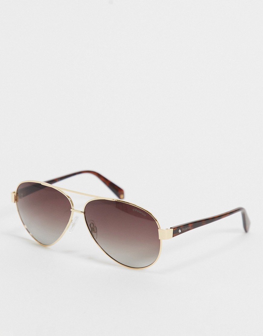 Polaroid aviator style sunglasses-Gold