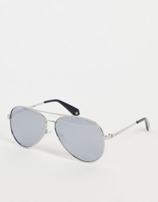 Polaroid aviator sunglasses in silver