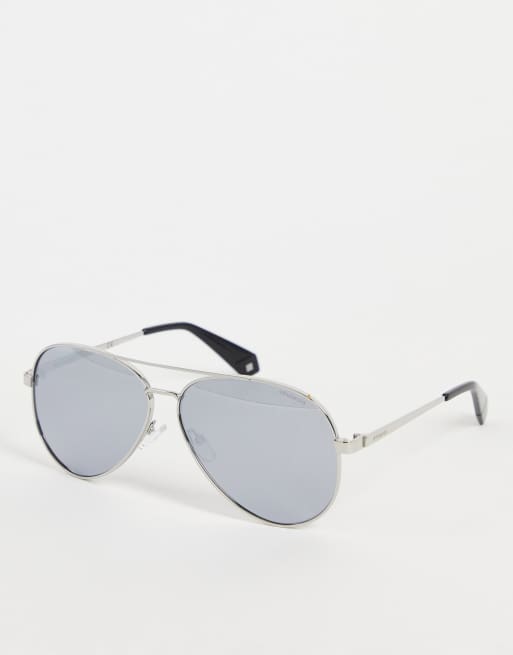 Polaroid aviator sunglasses in silver
