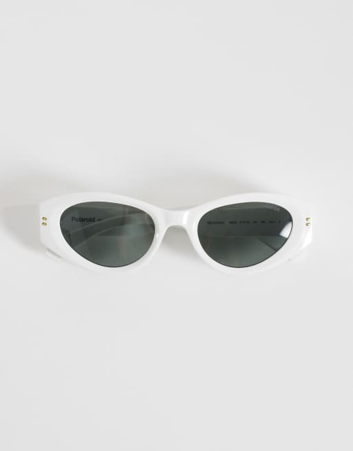 Polaroid - Bold - Lunettes de soleil yeux de chat à verres polarisés verts - Blanc, 3 de 3