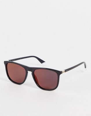 Polaroid classic retro sunglasses in black and ombre lens