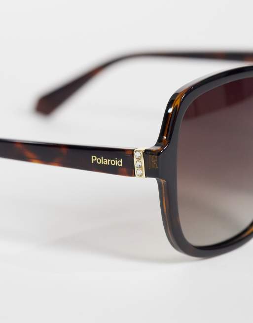 Polaroid – Eckige Oversize-Sonnenbrille in Braun mit polarisierten Gläsern in Braun, 2 von 3