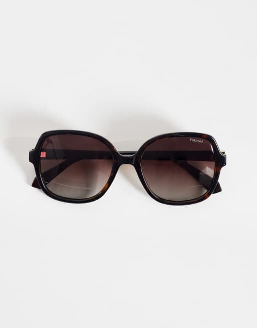 Polaroid – Eckige Oversize-Sonnenbrille in Braun mit polarisierten Gläsern in Braun, 3 von 3