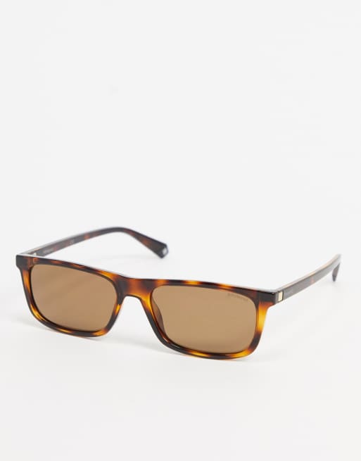 Polaroid – Eckige Sonnenbrille in Schildplatt-Optik