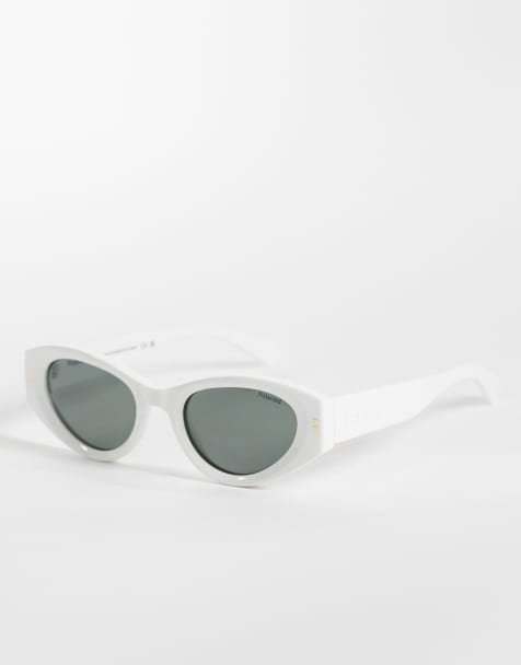 Polaroid - Gafas de sol blancas estilo ojos de gato con lentes verdes polarizadas - view 1