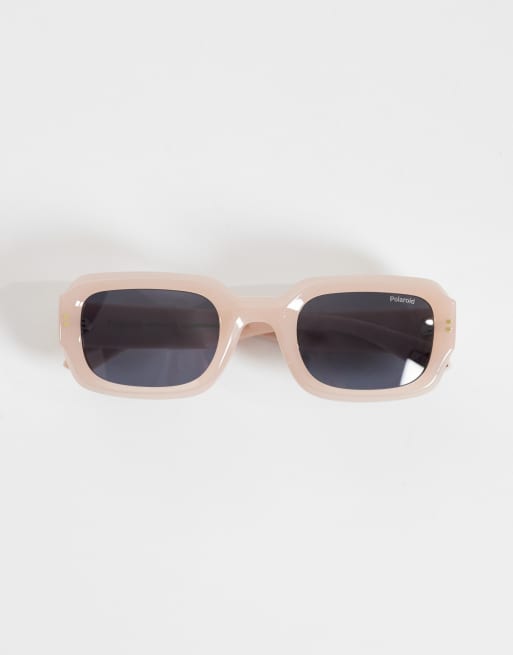 Polaroid - Gafas de sol blancas rectangulares con lentes azules polarizadas, 3 de 3