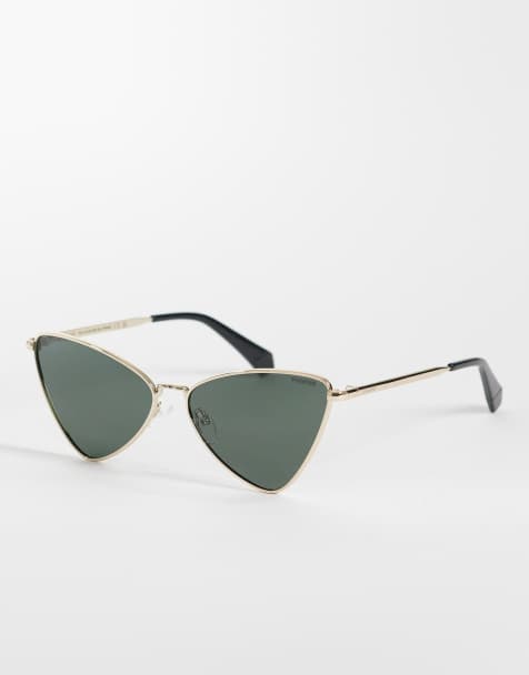 Polaroid - Gafas de sol doradas triangulares con lentes verdes polarizadas estilo años 90 - view 1