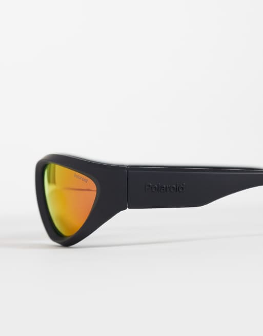 Polaroid - Gafas de sol negras envolventes con lentes rojas polarizadas, 2 de 3