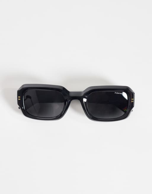 Polaroid - Gafas de sol negras rectangulares con lentes grises polarizadas, 3 de 3