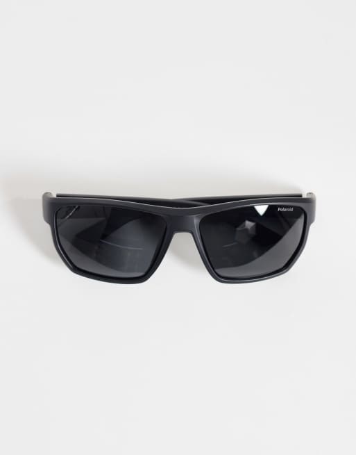Polaroid - Gafas de sol negras rectangulares con lentes grises polarizadas, 3 de 3