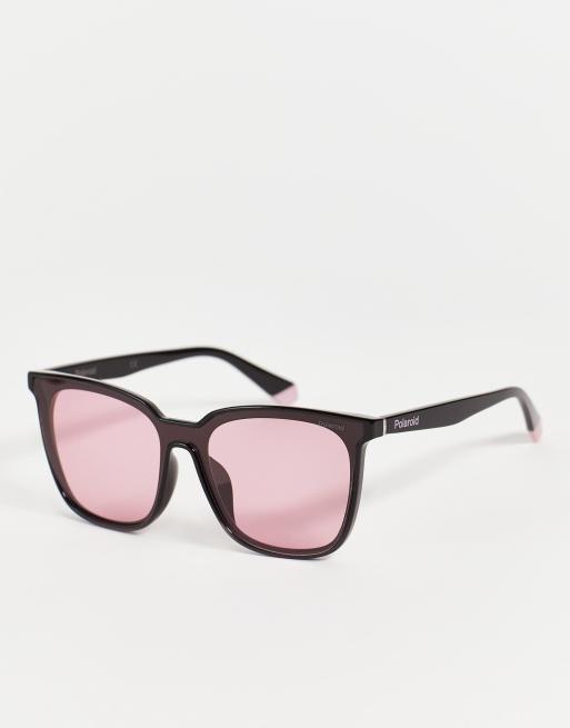 Polaroid – Klasyczne okulary przeciwsłoneczne z różowymi soczewkami w stylu retro