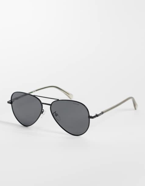 Polaroid - Lunettes de soleil aviateur en métal à verres polarisés gris - Noir - view 1