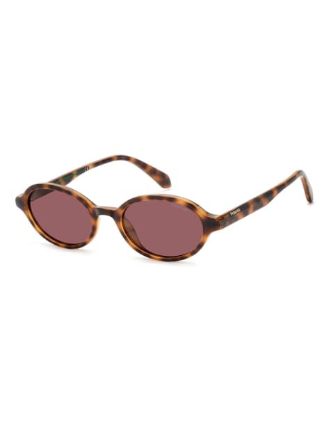 Polaroid lunettes de soleil ovales vintage avec verres polarisés violets, marron - view 1
