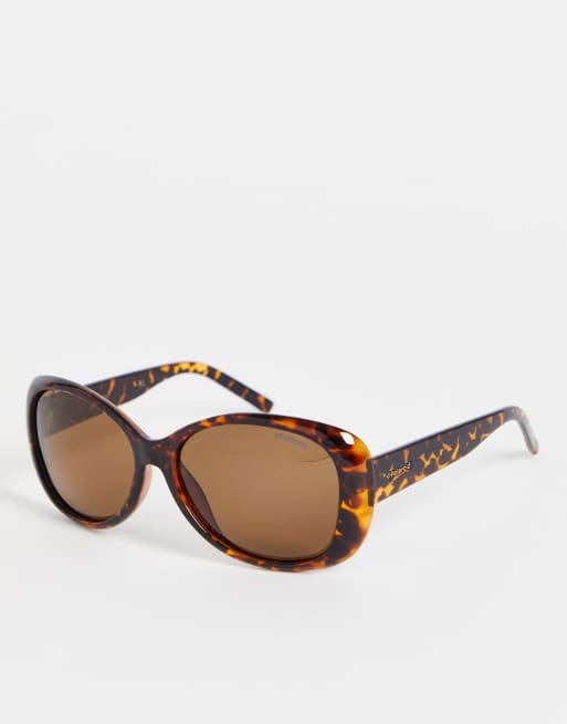 Polaroid - Lunettes de soleil oversize rétro - Écaille havane