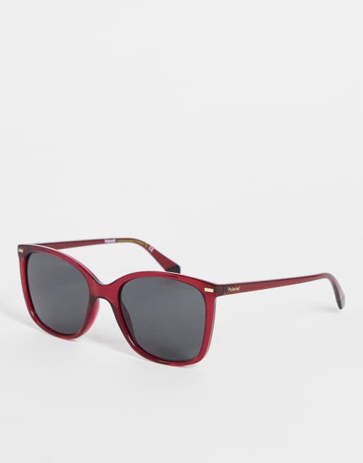 Polaroid Lunettes de soleil r tro classiques Rouge ASOS