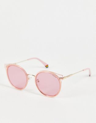 Polaroid metal frame round sunglasses in pink PLD 6152/G/S