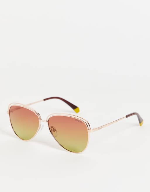 Polaroid - Occhiali da sole cat-eye con montatura in metallo arancione PLD 4102/S
