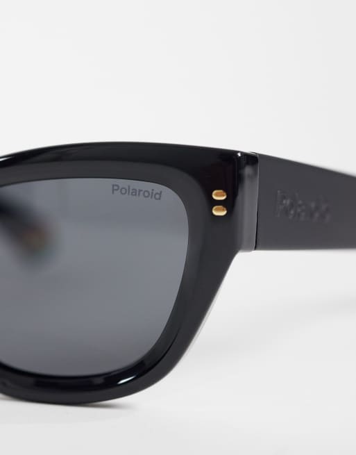 Polaroid - Occhiali da sole cat-eye neri con lenti polarizzate grigie, 2 di 3